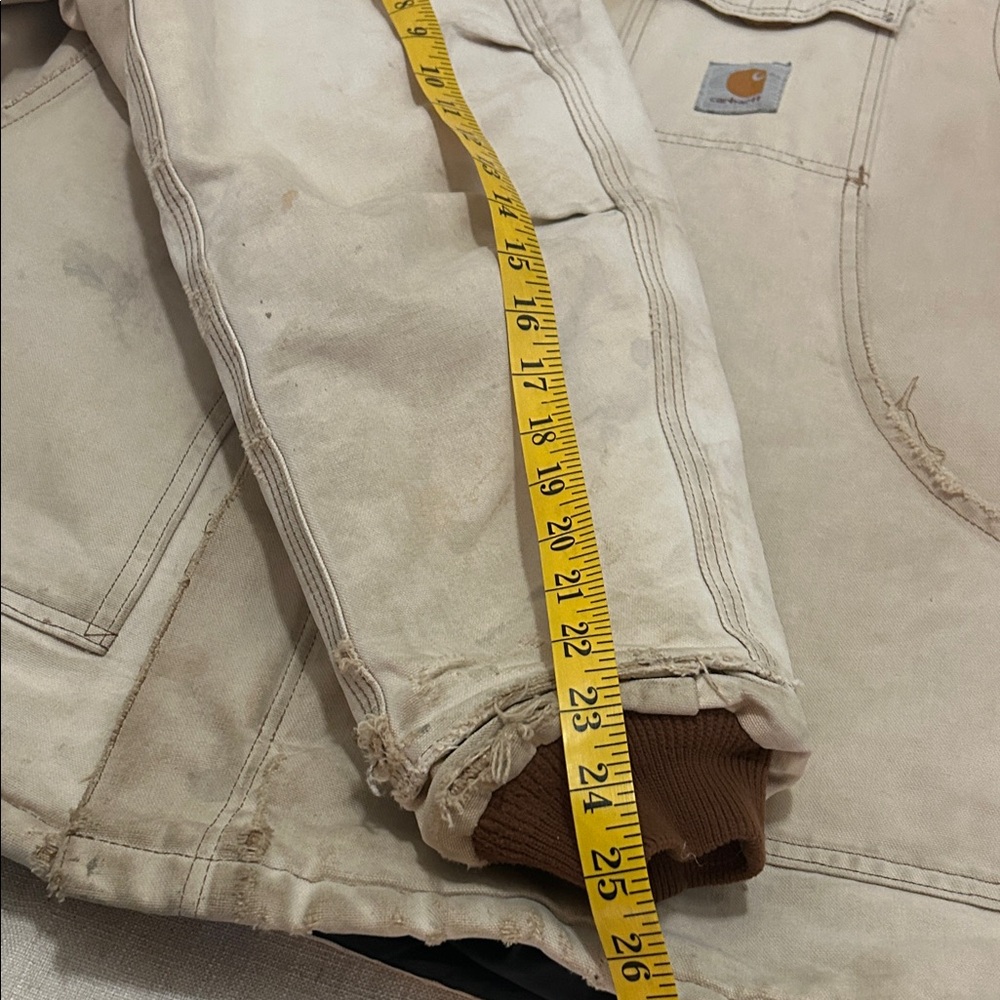 Vintage Carhartt Jacket XL Tan Thrashed Distressed Quilted Chore Barn - Picture 7 of 16